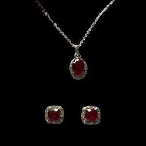 Madagascon Ruby and Diamond Pendant Set