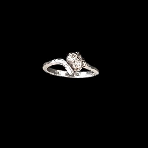 18ct Gold Diamond Crossover Ring image-1