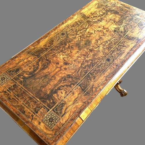 A Victorian Amboyna Banded Walnut Card Table image-3