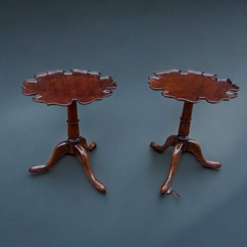 A Pair of Edwardian Period Mahogany Scalloped Wine Tables image-1