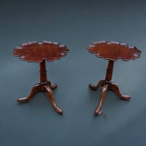 A Pair of Edwardian Period Mahogany Scalloped Wine Tables