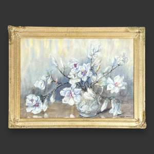 Signed Early 20th Century Watercolour of Magnolias