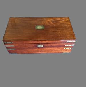 A Victorian Brass Bound Mahogany Campaign Writing Box