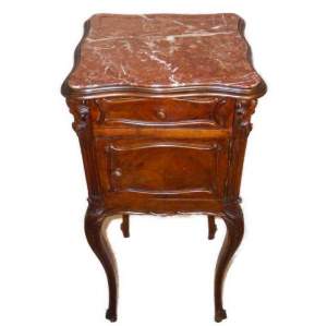 French Marble Top Lamp Table Bedside Cabinet