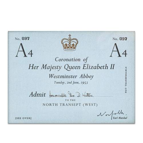 Original Framed Ticket to the Coronation of Queen Elizabeth II image-2