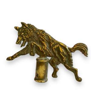Leaping Wolf Brass Flag Pole Topper