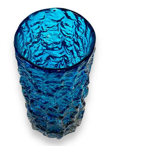 Whitefriars Glass Kingfisher Blue Bark Vase image-2