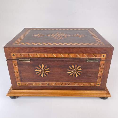 Victorian Marquetry Jewellery Work Box With Original Key image-3