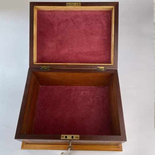 Victorian Marquetry Jewellery Work Box With Original Key image-5