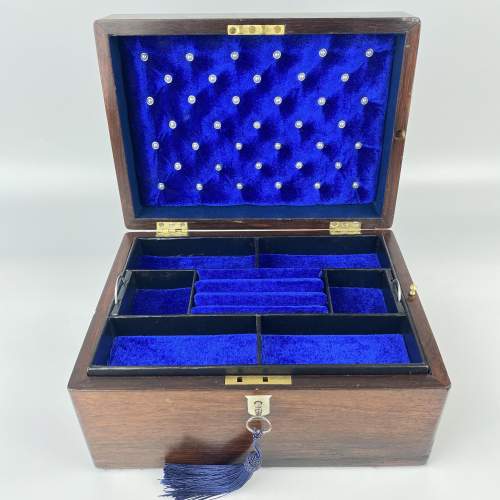 Large Rosewood Jewellery Box with Hidden Sprung Drawer Circa 1880-1900 image-1