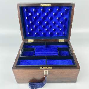 Large Rosewood Jewellery Box with Hidden Sprung Drawer Circa 1880-1900
