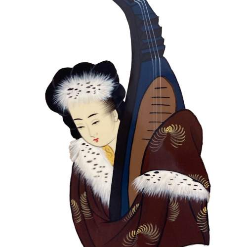 Oriental Lacquered Hand Painting - Wall Art of Geisha image-2