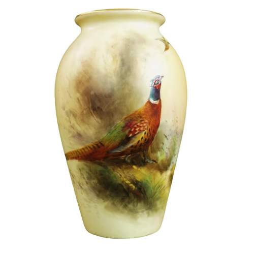 Edwardian Royal Worcester James Stinton Hand Painted Vase image-1