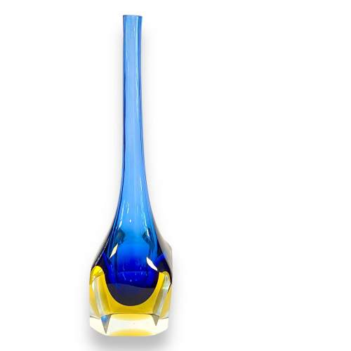 Murano Faceted Teardrop Art Glass Vase image-1