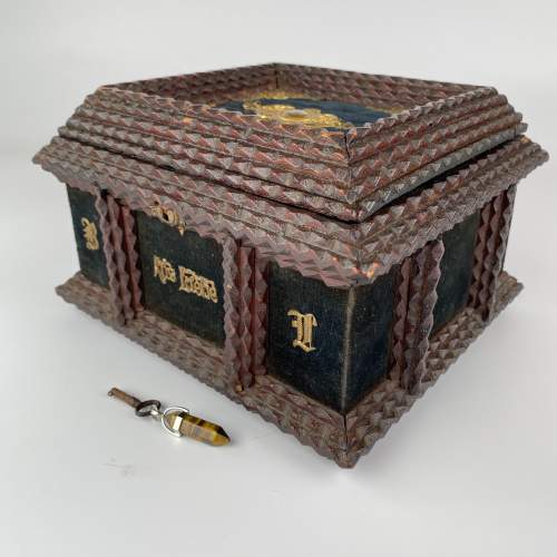 Tramp Art Jewellery Box with Original Key Circa 1880-1890 image-1