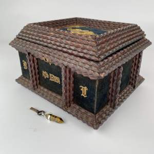 Tramp Art Jewellery Box with Original Key Circa 1880-1890