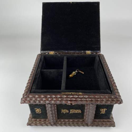 Tramp Art Jewellery Box with Original Key Circa 1880-1890 image-4