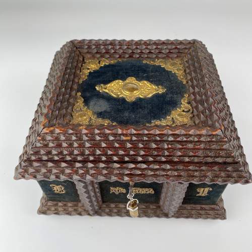 Tramp Art Jewellery Box with Original Key Circa 1880-1890 image-6