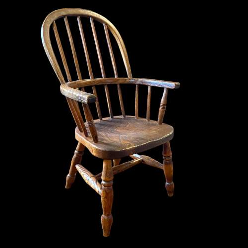 19th Century Ash and Elm Childs Windsor Chair image-1