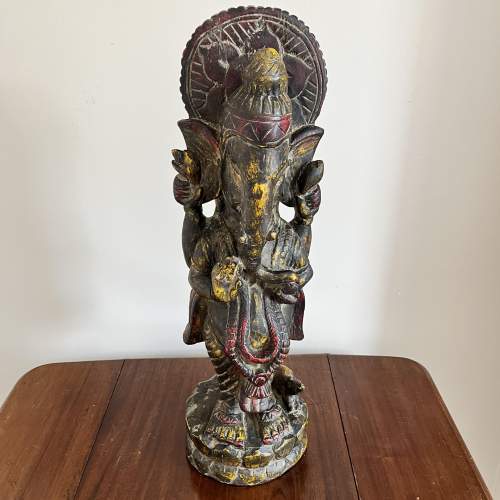 Lord Ganesha Tall Wooden Standing Statue image-1