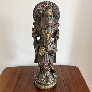 Lord Ganesha Tall Wooden Standing Statue
