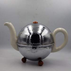 Art Deco 1930s Ceramic & Chrome Insulated WMF Teapot