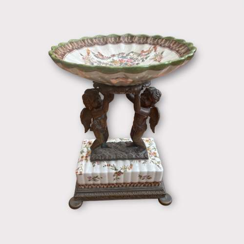 Chinese Crackle Glaze Porcelain Decorative Comport image-1