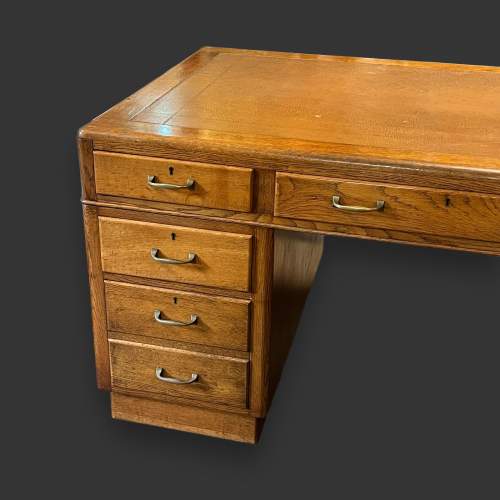 Art Deco Honey Oak Pedestal Desk image-2