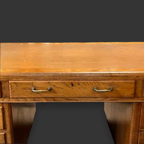 Art Deco Honey Oak Pedestal Desk image-3