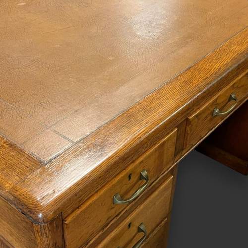 Art Deco Honey Oak Pedestal Desk image-4