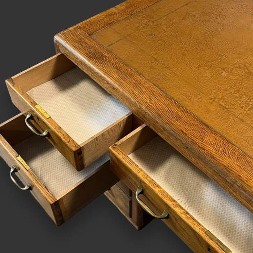 Art Deco Honey Oak Pedestal Desk image-5