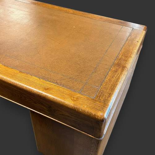 Art Deco Honey Oak Pedestal Desk image-6