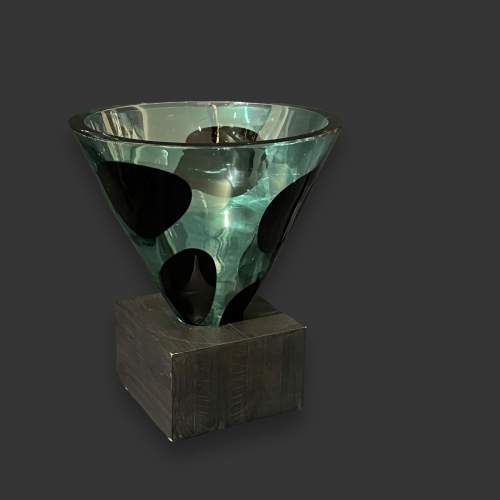 Swedish Strömbergshyttan Glass Vase on Plinth image-1
