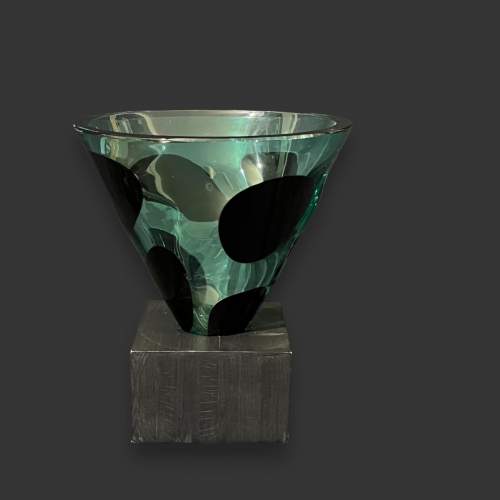 Swedish Strömbergshyttan Glass Vase on Plinth image-2