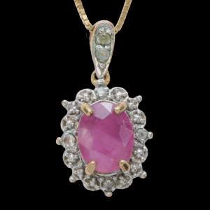 Vintage 9ct Gold Ruby Pendant and Chain