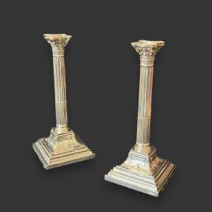 Pair of Victorian Solid Silver Corinthian Candlesticks