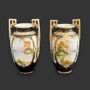 Pair of Twin Handled Noritake Vases