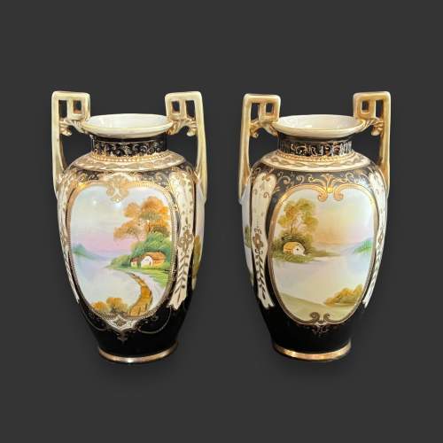 Pair of Twin Handled Noritake Vases image-2