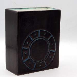 Troika Pottery Mid Century Design Anne Lewis Black Slab Vase