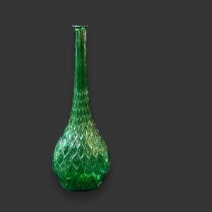 Mid Century Tall Green Glass Vase