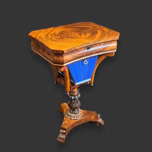 19th Century Flame Mahogany Sewing Table