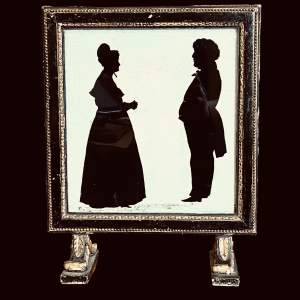 Victorian Glass Family Portrait Silhouettes Screen