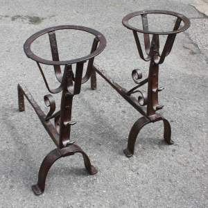 Substantial 19th Century Style Country House Hand Forged Andirons