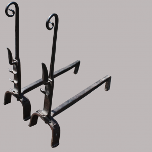 Substantial 19th Century Country House Hand Forged Andirons