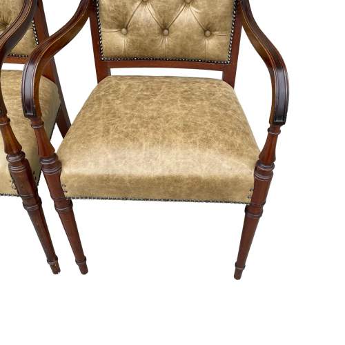 Pair of Mahogany and Buttoned Leather Armchairs image-5