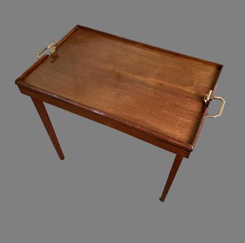 An Edwardian Mahogany Butlers Carry-and-Stand Serving Tray image-2