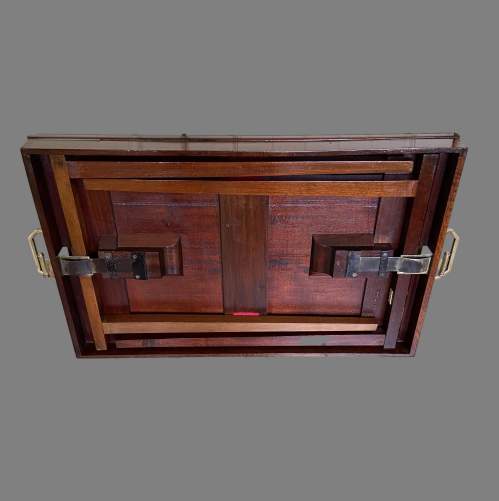 An Edwardian Mahogany Butlers Carry-and-Stand Serving Tray image-3