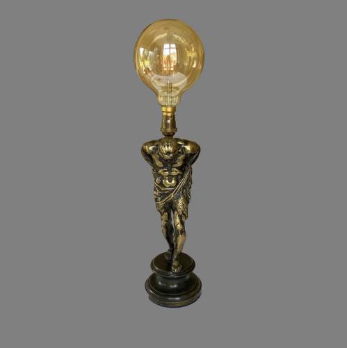 A Bronze Figural Table Lamp of Atlas Circa 1890 image-1