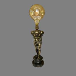 A Bronze Figural Table Lamp of Atlas Circa 1890