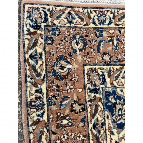 Persian Nain - Dark Indigo Field and Ivory and Caramel Detail Rug image-4